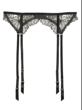 Bluebella Alula Embroidered Mesh Suspender Belt Size S